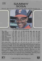 Back of 1990 Leaf Sammy Sosa RC card number 220