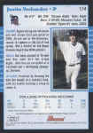 Back of 2005 Bowman Card 174 Justin Verlander Rookie