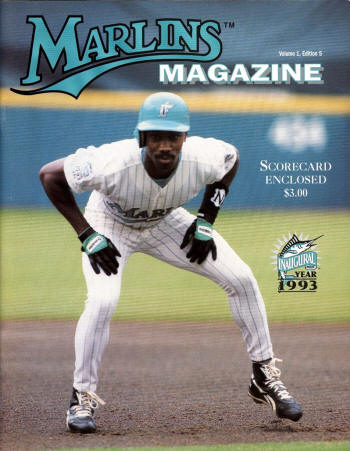 1993 Florida Marlins Inaugural Year Scorecard Program